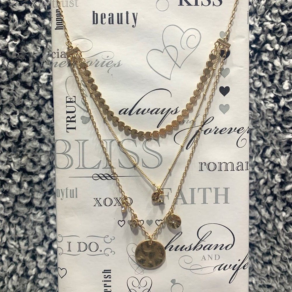 NWT Melrose and Market Gold Three Tier Necklace
